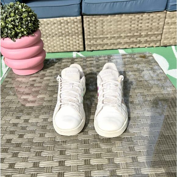 Adidas Grand Court Holographic Stripe Sneakers – White Iridescent – Kids 5Y - Picture 6 of 6